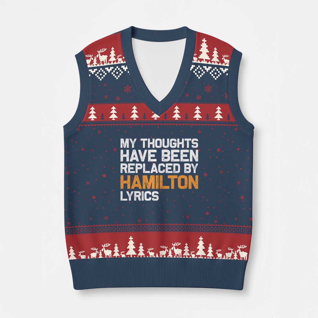 Alexander Hamilton V-Neck Knit Sweater Vest American Musical Gift TS10 Navy Red Print Your Wear