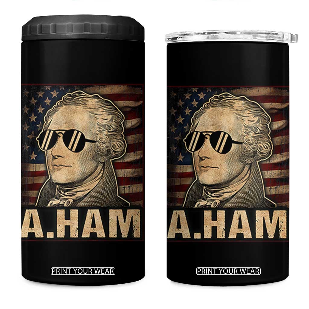 Alexander Hamilton 4 in 1 Can Cooler Tumbler Vintage American Flag TS10 One Size: 16 oz Black Print Your Wear