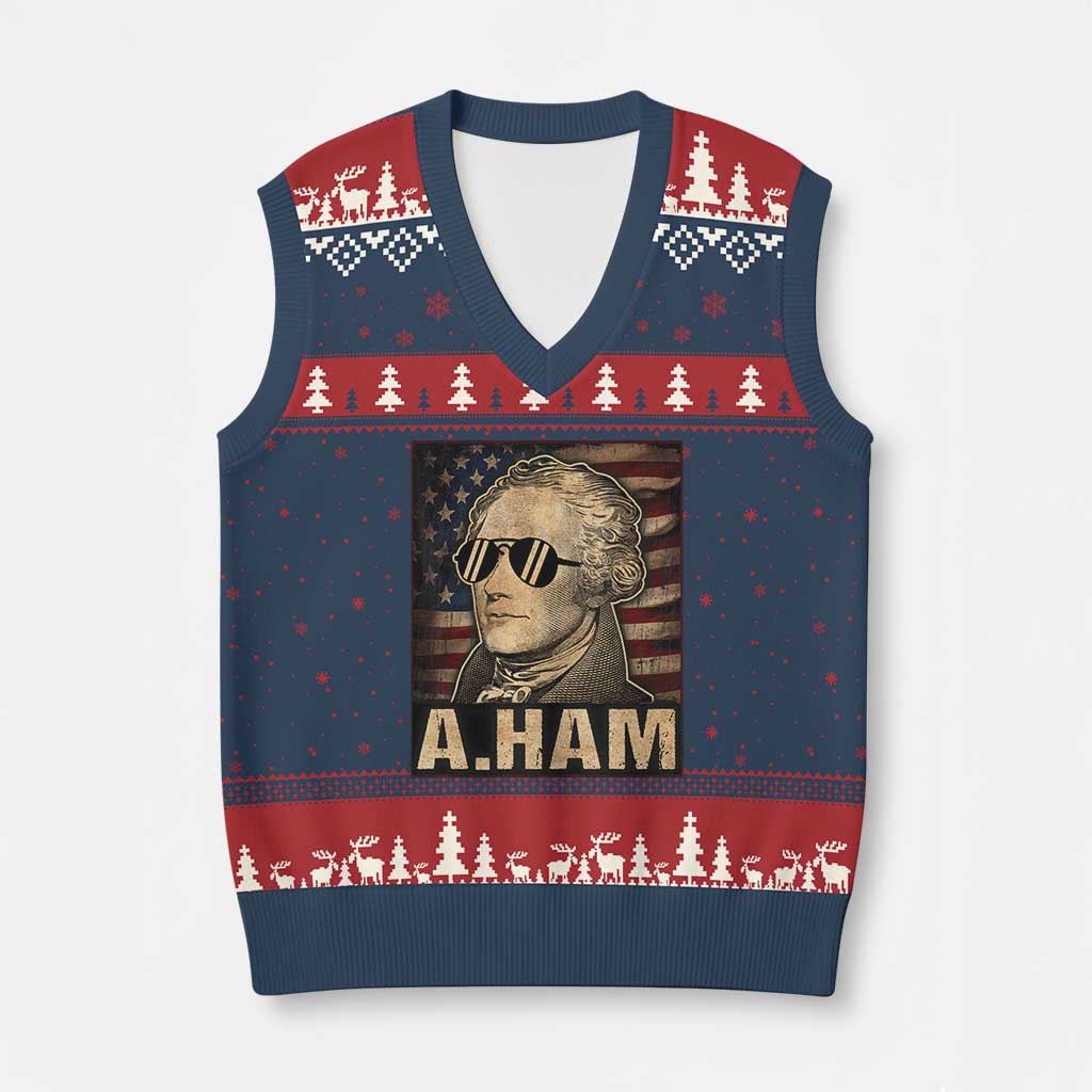 Alexander Hamilton V-Neck Knit Sweater Vest Vintage American Flag TS10 Navy Red Print Your Wear