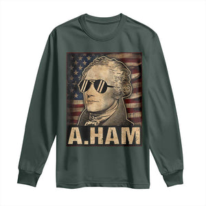 Alexander Hamilton Long Sleeve Shirt Vintage American Flag TS10 Dark Forest Green Print Your Wear