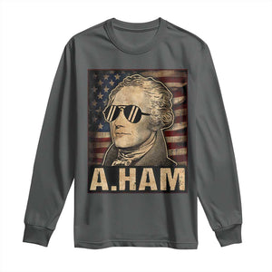 Alexander Hamilton Long Sleeve Shirt Vintage American Flag TS10 Dark Heather Print Your Wear