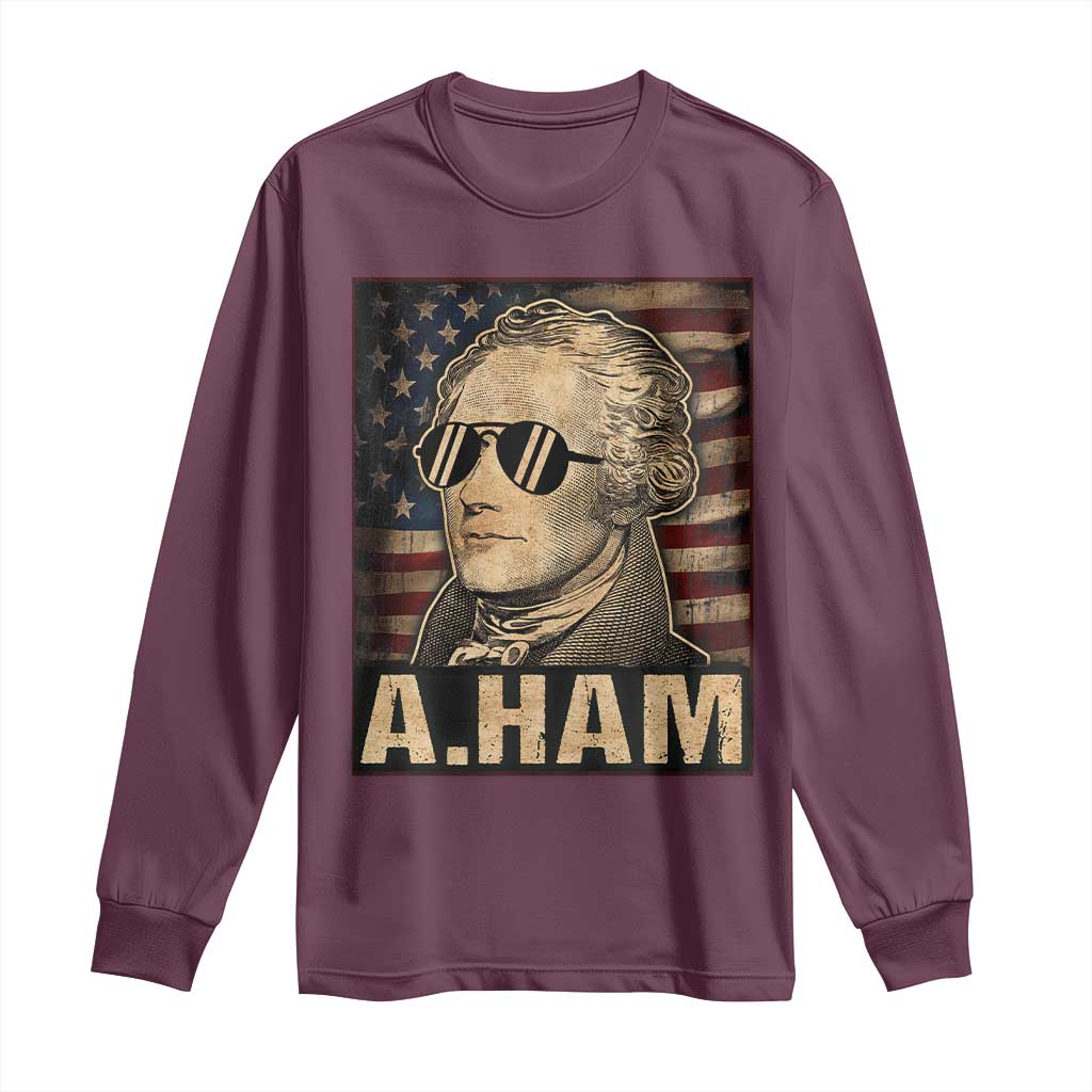 Alexander Hamilton Long Sleeve Shirt Vintage American Flag TS10 Maroon Print Your Wear
