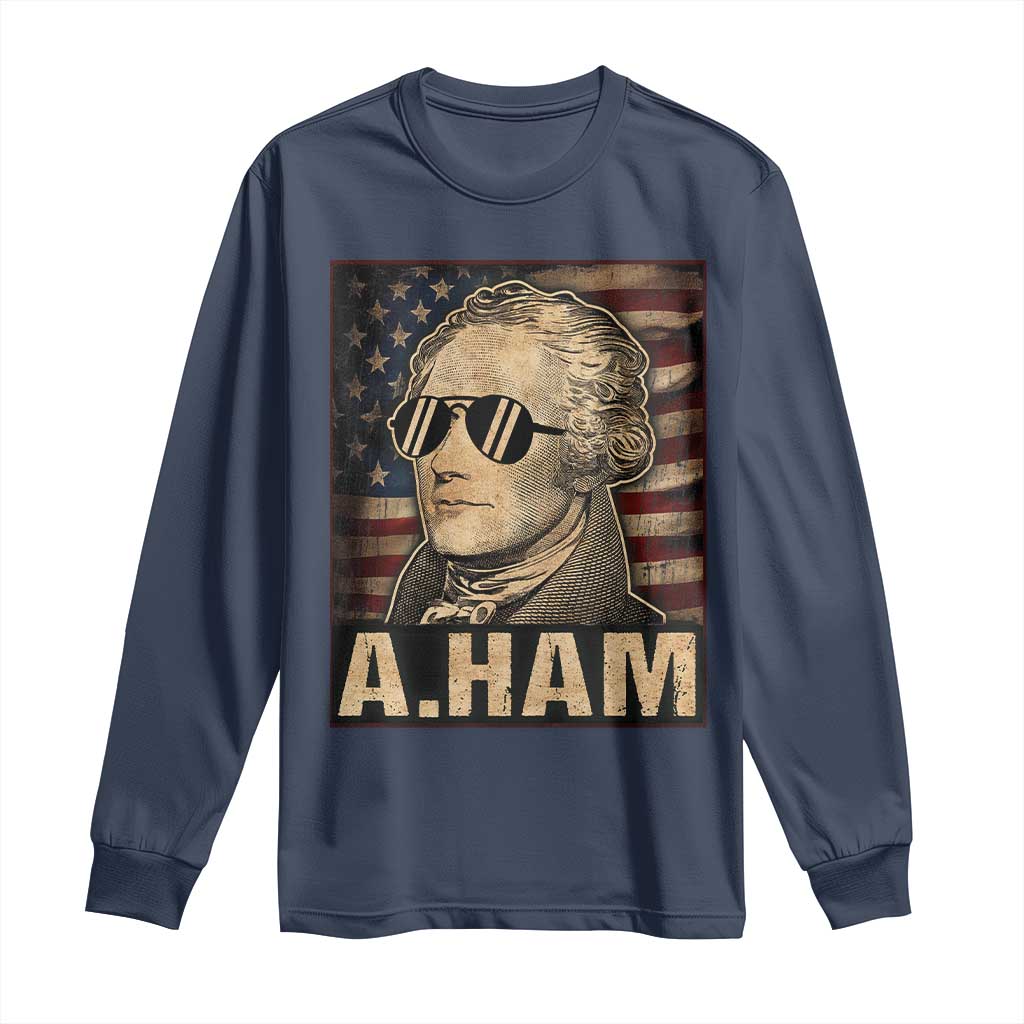 Alexander Hamilton Long Sleeve Shirt Vintage American Flag TS10 Navy Print Your Wear