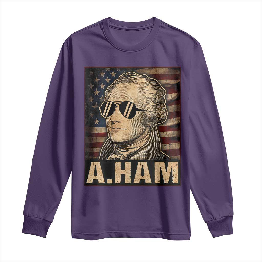Alexander Hamilton Long Sleeve Shirt Vintage American Flag TS10 Purple Print Your Wear