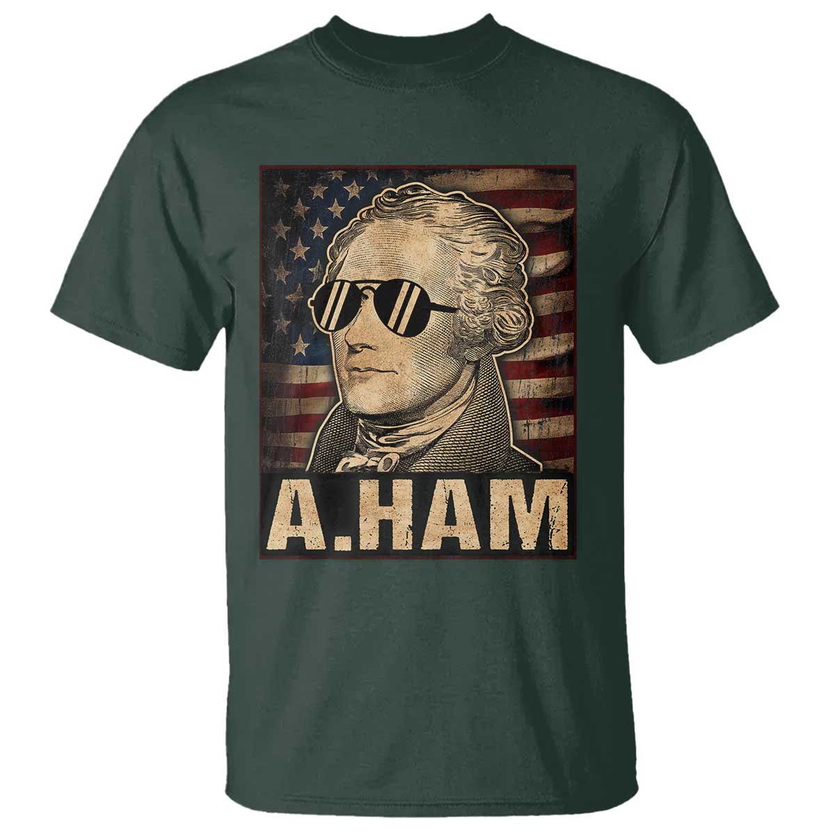 Alexander Hamilton T Shirt Vintage American Flag TS10 Dark Forest Green Print Your Wear