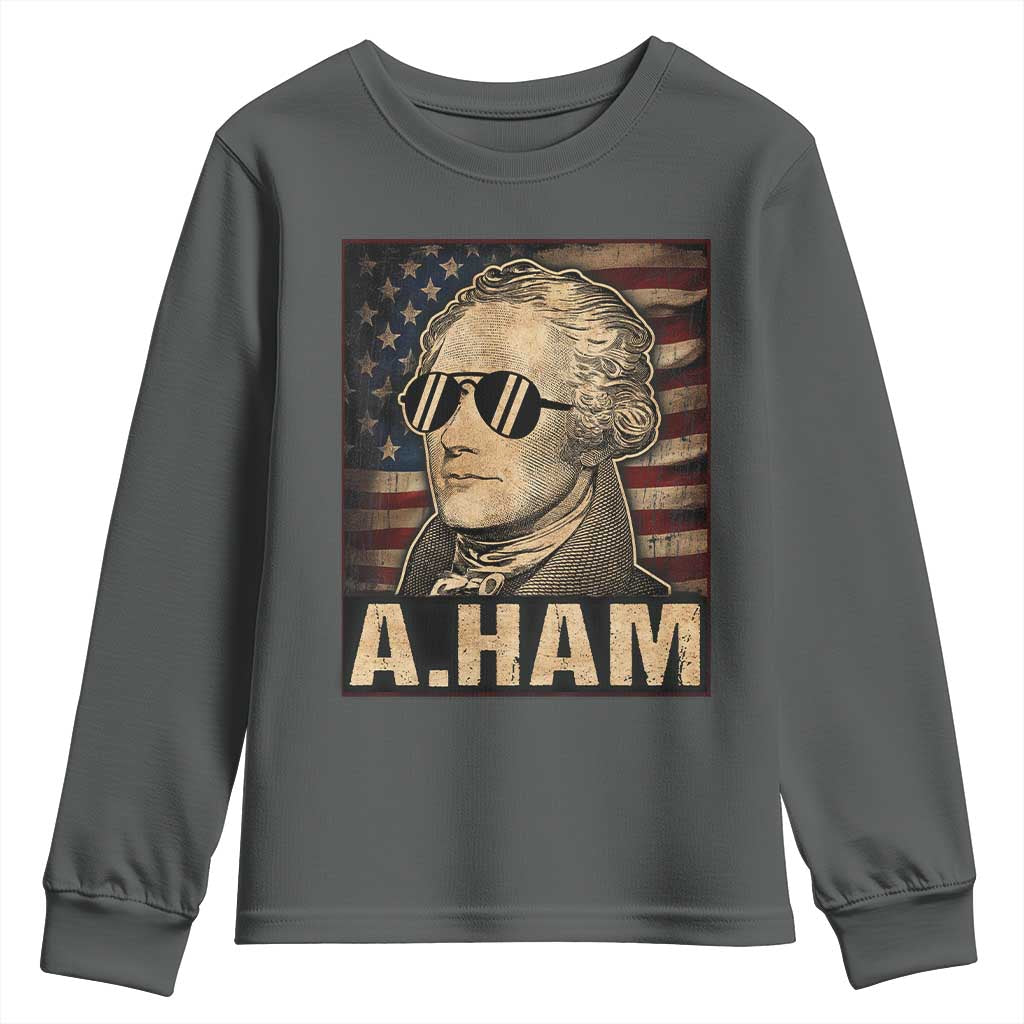 Alexander Hamilton Youth Sweatshirt Vintage American Flag TS10 Dark Heather Print Your Wear