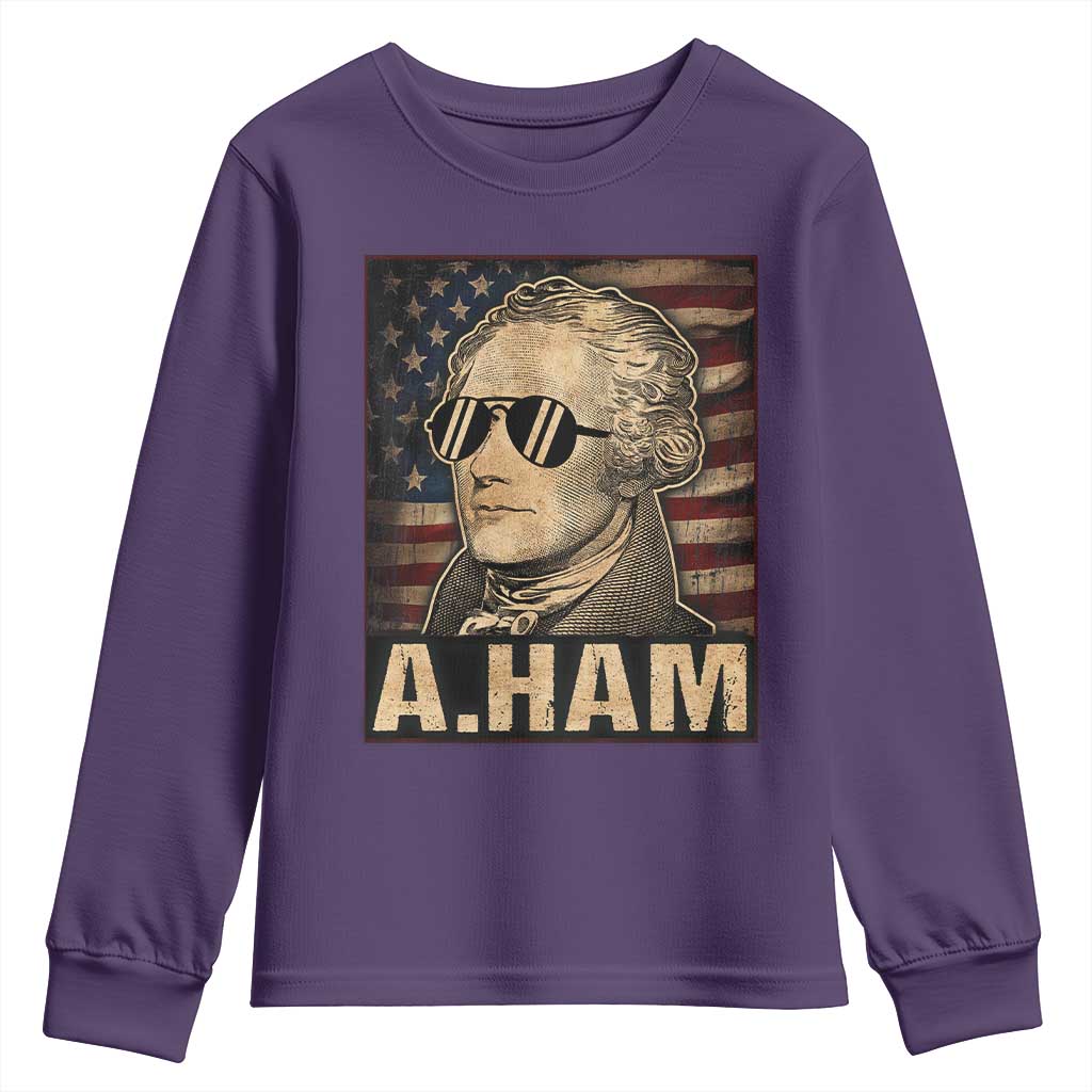Alexander Hamilton Youth Sweatshirt Vintage American Flag TS10 Purple Print Your Wear