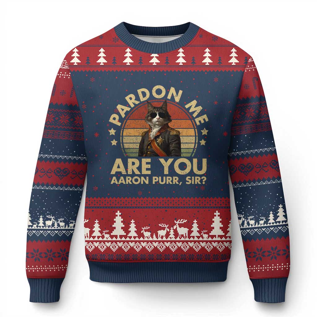 Alexander Hamilton Cat Ugly Christmas Sweater Funny Gifts For Fans Cat Lovers TS10 Navy Red Print Your Wear