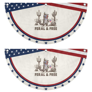 Feral & Free Raccoon Patriotic Fan Flag Funny 4th of July Cowboy Meme Retro Independence Day