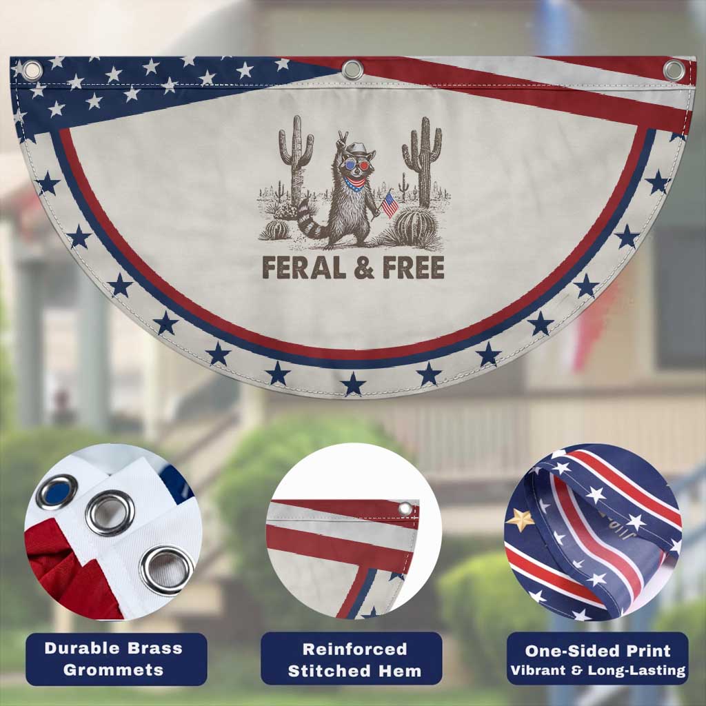 Feral & Free Raccoon Patriotic Fan Flag Funny 4th of July Cowboy Meme Retro Independence Day