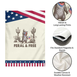 Feral & Free Raccoon Garden Flag Funny 4th of July Cowboy Meme Retro Independence Day TS10 Print Your Wear