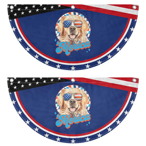 Funny Golden Retriever Merica Patriotic Fan Flag 4th of July Dog Mom Dad USA Retro 90s