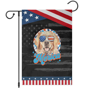Funny Golden Retriever Merica Garden Flag 4th of July Dog Mom Dad Patriotic USA Retro 90s TS10 Distressed Black Blue Print Your Wear