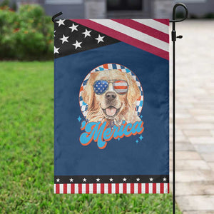 Funny Golden Retriever Merica Garden Flag 4th of July Dog Mom Dad Patriotic USA Retro 90s TS10 Classic Blue Black Print Your Wear