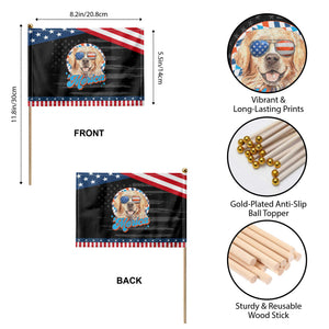 Funny Golden Retriever Merica Patriotic Handheld Flag 4th of July Dog Mom Dad USA Retro 90s TS10 Print Your Wear