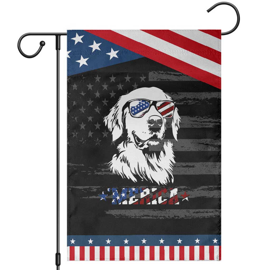 Merica Golden Retriever Garden Flag 4th of July Dog Patriotic Dog Mom TS10 Distressed Black Blue Print Your Wear