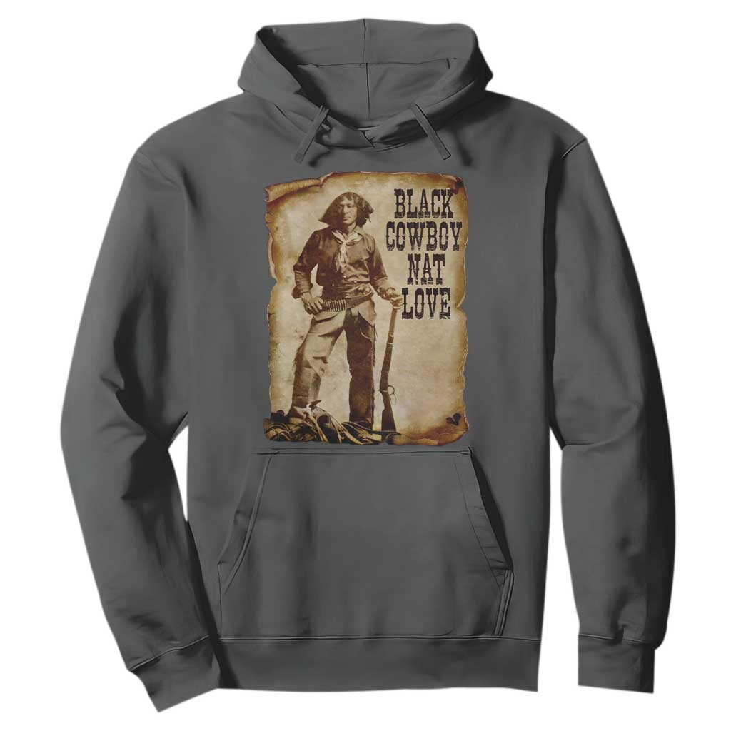 Black Cowboy Nat Love Hoodie African American Western Rodeo Melanin Black History Texas TS10 Dark Heather Print Your Wear