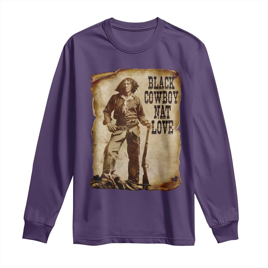 Black Cowboy Nat Love Long Sleeve Shirt African American Western Rodeo Melanin Black History Texas TS10 Purple Print Your Wear