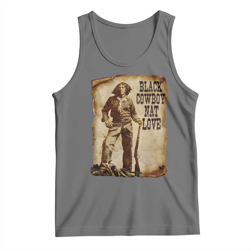 Black Cowboy Nat Love Tank Top African American Western Rodeo Melanin Black History Texas TS10 Black Heather Print Your Wear