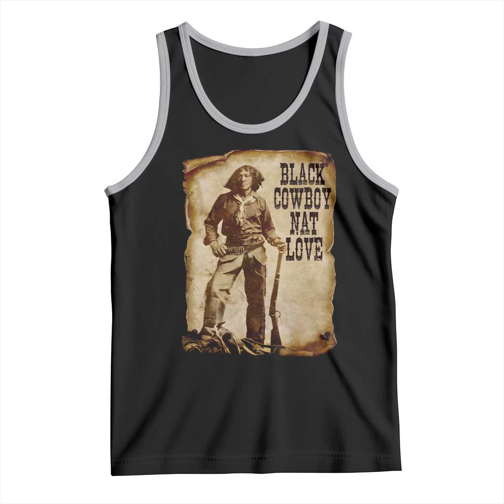 Black Cowboy Nat Love Tank Top African American Western Rodeo Melanin Black History Texas TS10 Black Athletic Heather Print Your Wear
