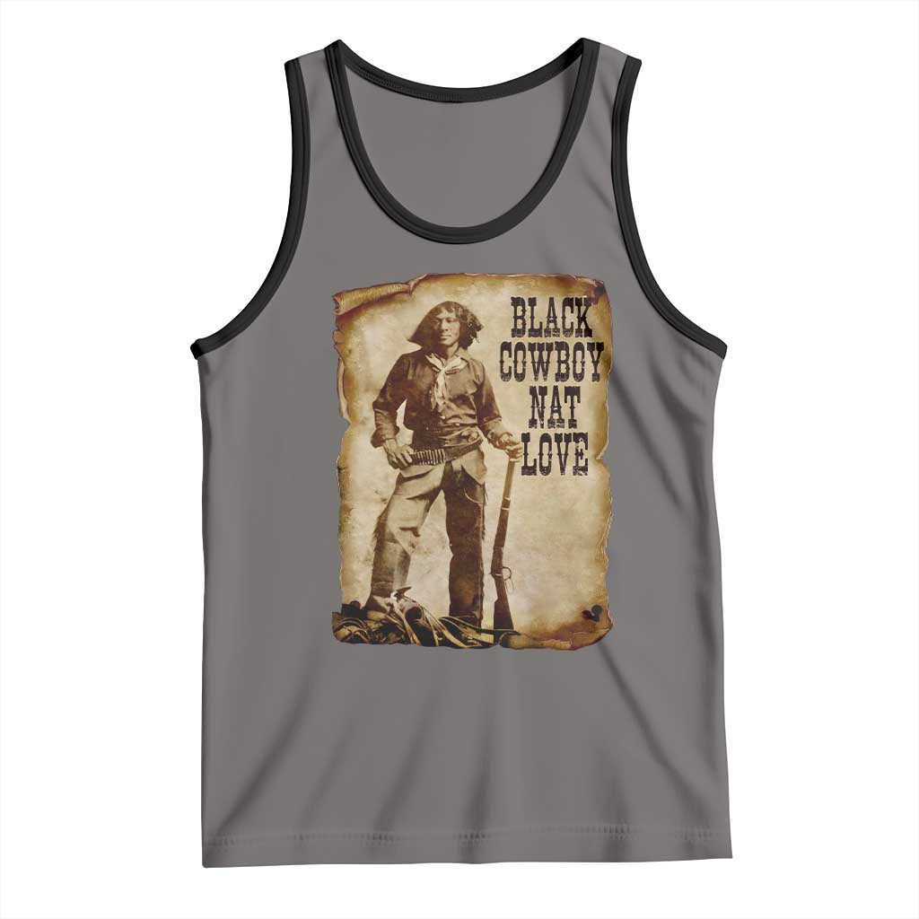 Black Cowboy Nat Love Tank Top African American Western Rodeo Melanin Black History Texas TS10 Deep Heather Black Print Your Wear