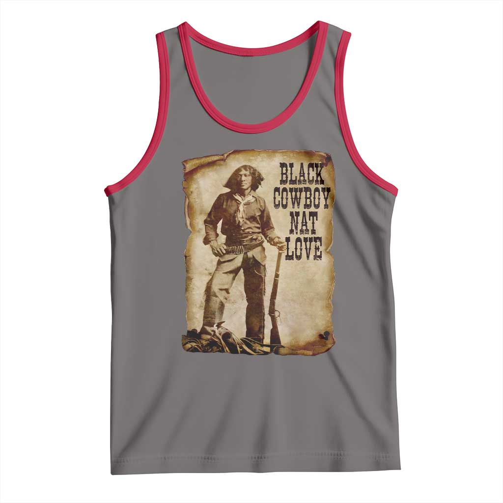 Black Cowboy Nat Love Tank Top African American Western Rodeo Melanin Black History Texas TS10 Deep Heather Red Print Your Wear