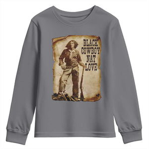 Black Cowboy Nat Love Youth Sweatshirt African American Western Rodeo Melanin Black History Texas TS10 Charcoal Print Your Wear