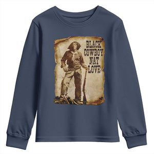 Black Cowboy Nat Love Youth Sweatshirt African American Western Rodeo Melanin Black History Texas TS10 Navy Print Your Wear
