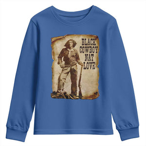 Black Cowboy Nat Love Youth Sweatshirt African American Western Rodeo Melanin Black History Texas TS10 Royal Blue Print Your Wear
