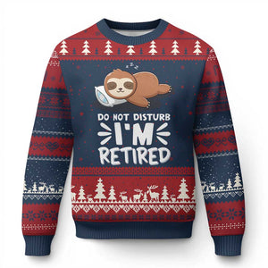 Funny Retirement Gifts Ugly Christmas Sweater Do Not Disturb Im Retired Sloth