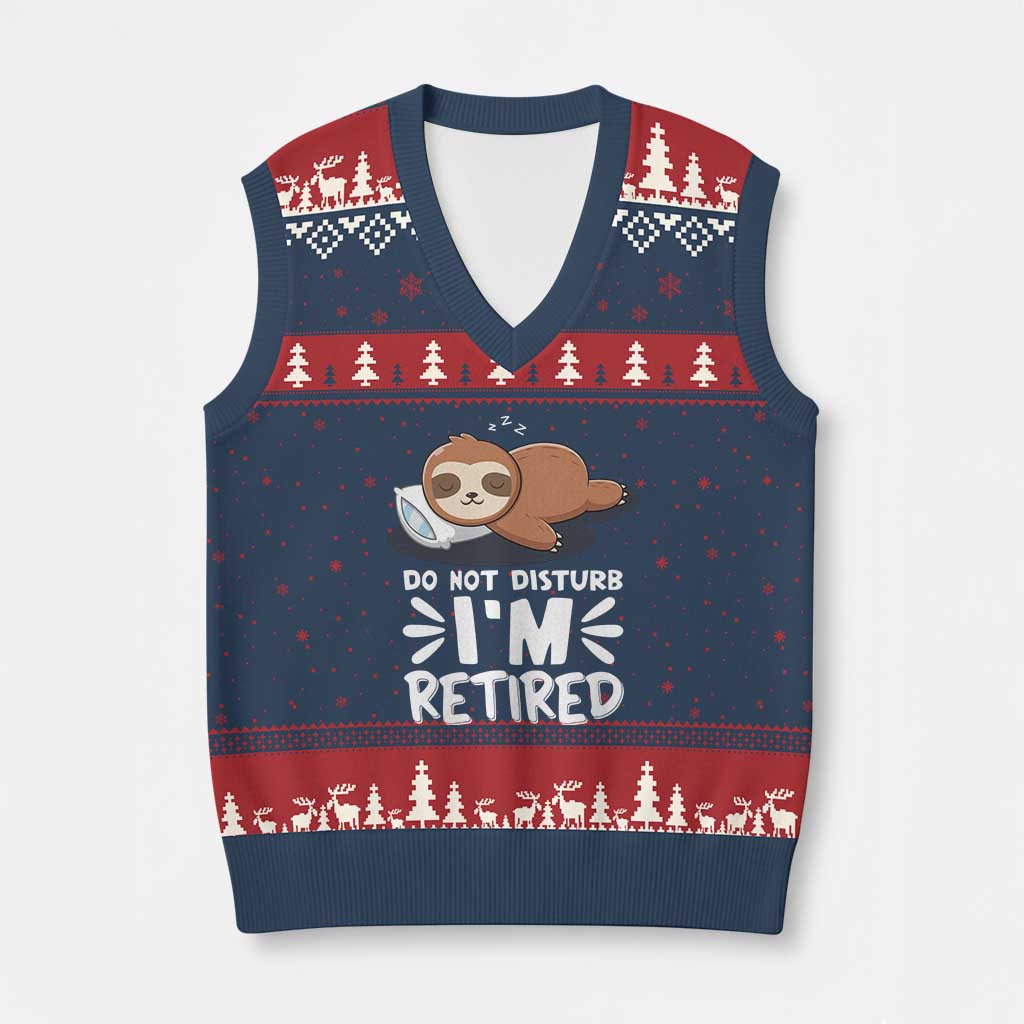 Funny Retirement Gifts V-Neck Knit Sweater Vest Do Not Disturb Im Retired Sloth