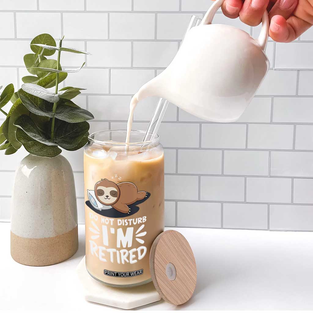 Funny Retirement Gifts Glass Can Do Not Disturb Im Retired Sloth
