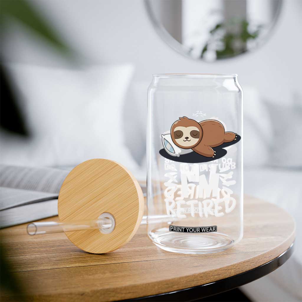 Funny Retirement Gifts Glass Can Do Not Disturb Im Retired Sloth