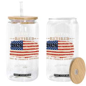 Retirement 2026 Glass Can Vintage Retired Not My Problem Anymore American Flag