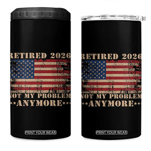 Vintage Retirement 2026 4 in 1 Can Cooler Tumbler Retired Not My Problem Anymore Retro American Flag