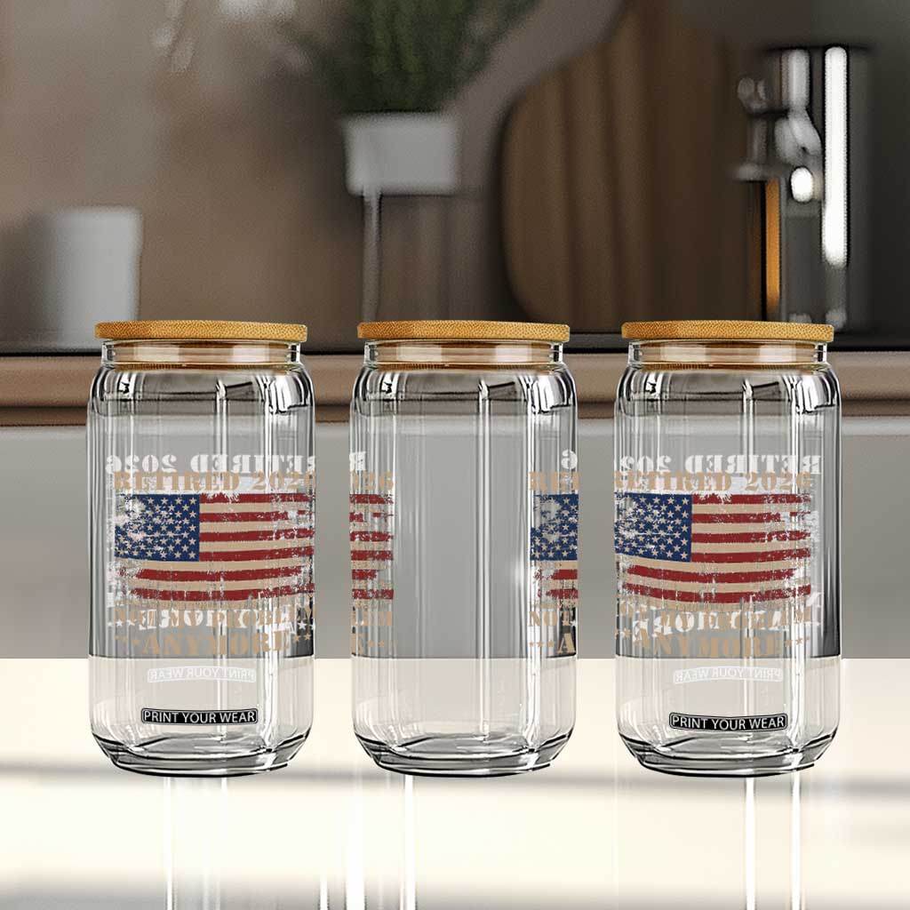 Vintage Retirement 2026 Glass Can Retired Not My Problem Anymore Retro American Flag