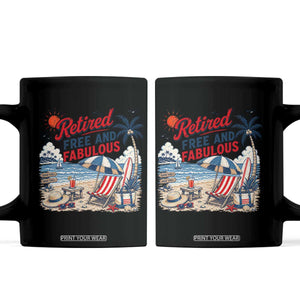 Retirement Gifts For Her Coffee Mug Retro Retired Free And Fabulous Beach Summer Vacation Vintage