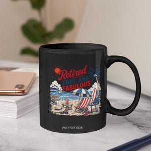 Retirement Gifts For Her Coffee Mug Retro Retired Free And Fabulous Beach Summer Vacation Vintage