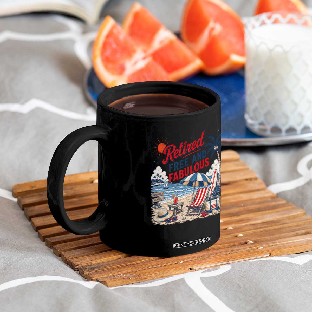 Retirement Gifts For Her Coffee Mug Retro Retired Free And Fabulous Beach Summer Vacation Vintage