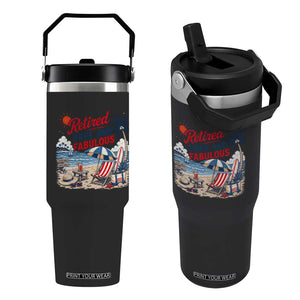 Retirement Gifts For Her Flip Straw Tumbler Retro Retired Free And Fabulous Beach Summer Vacation Vintage
