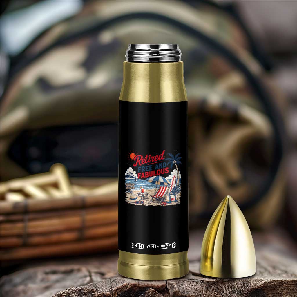 Retirement Gifts For Her Bullet Tumbler Retro Retired Free And Fabulous Beach Summer Vacation Vintage