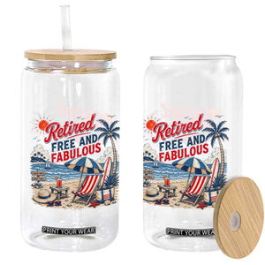 Retirement Gifts For Her Glass Can Retro Retired Free And Fabulous Beach Summer Vacation Vintage