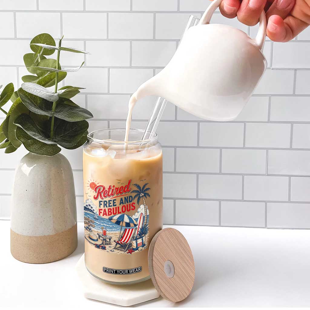 Retirement Gifts For Her Glass Can Retro Retired Free And Fabulous Beach Summer Vacation Vintage