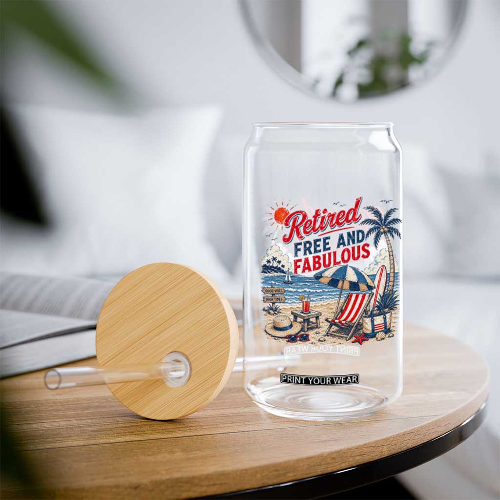 Retirement Gifts For Her Glass Can Retro Retired Free And Fabulous Beach Summer Vacation Vintage