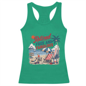 Retirement Gifts For Her Racerback Tank Top Retro Retired Free And Fabulous Beach Summer Vacation Vintage