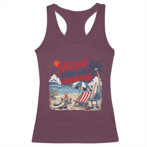 Retirement Gifts For Her Racerback Tank Top Retro Retired Free And Fabulous Beach Summer Vacation Vintage