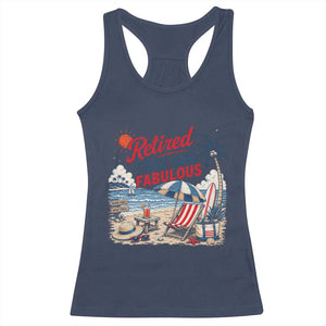 Retirement Gifts For Her Racerback Tank Top Retro Retired Free And Fabulous Beach Summer Vacation Vintage