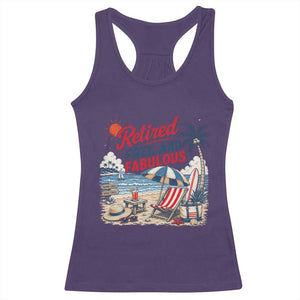 Retirement Gifts For Her Racerback Tank Top Retro Retired Free And Fabulous Beach Summer Vacation Vintage
