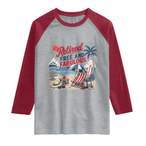 Retirement Gifts For Her Raglan Shirt Retro Retired Free And Fabulous Beach Summer Vacation Vintage