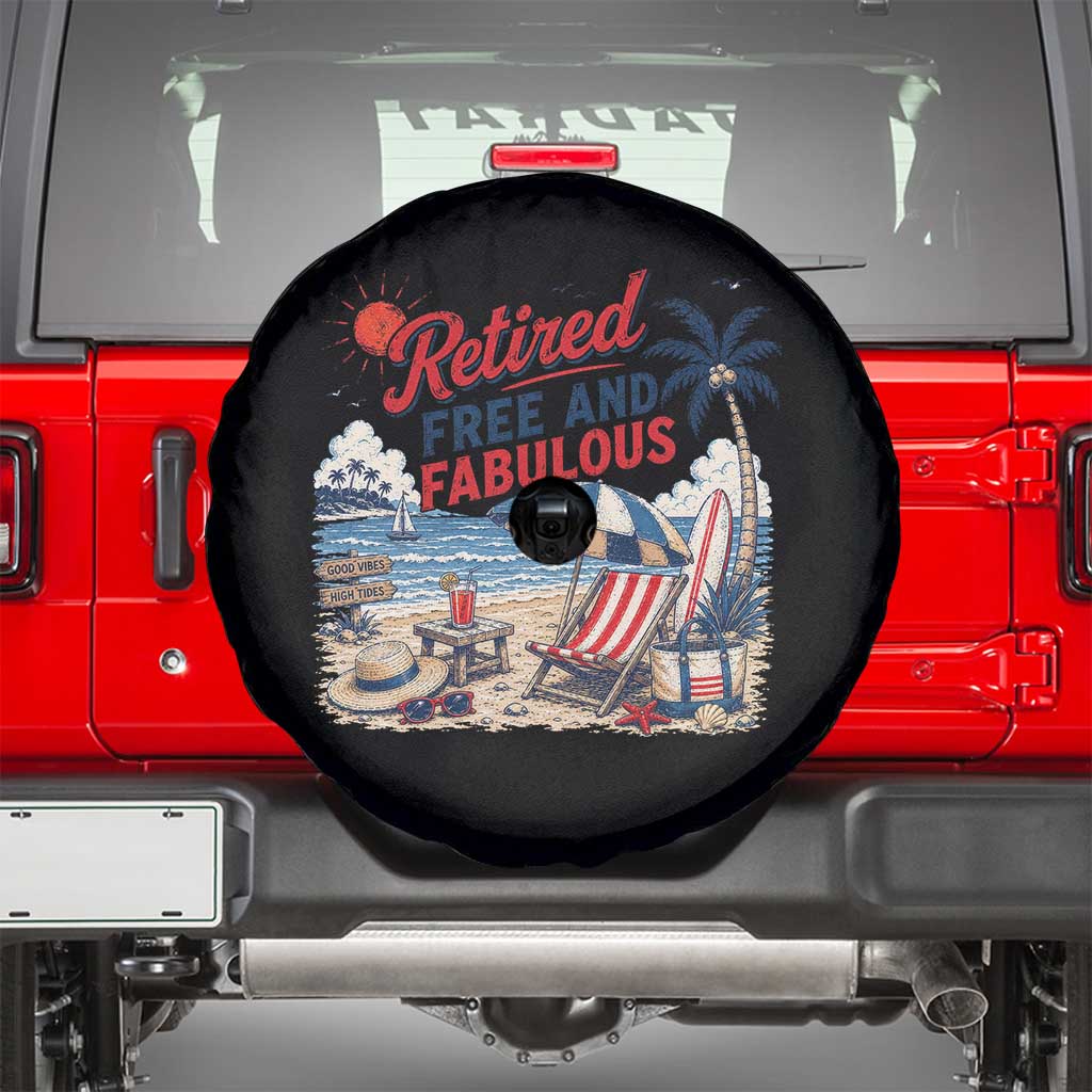 Retirement Gifts For Her Spare Tire Cover Retro Retired Free And Fabulous Beach Summer Vacation Vintage